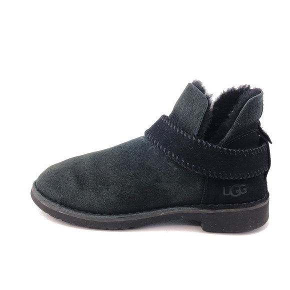 UGG McKay Black Leather Winter Ankle Booties 7.5 - Picture 1 of 14
